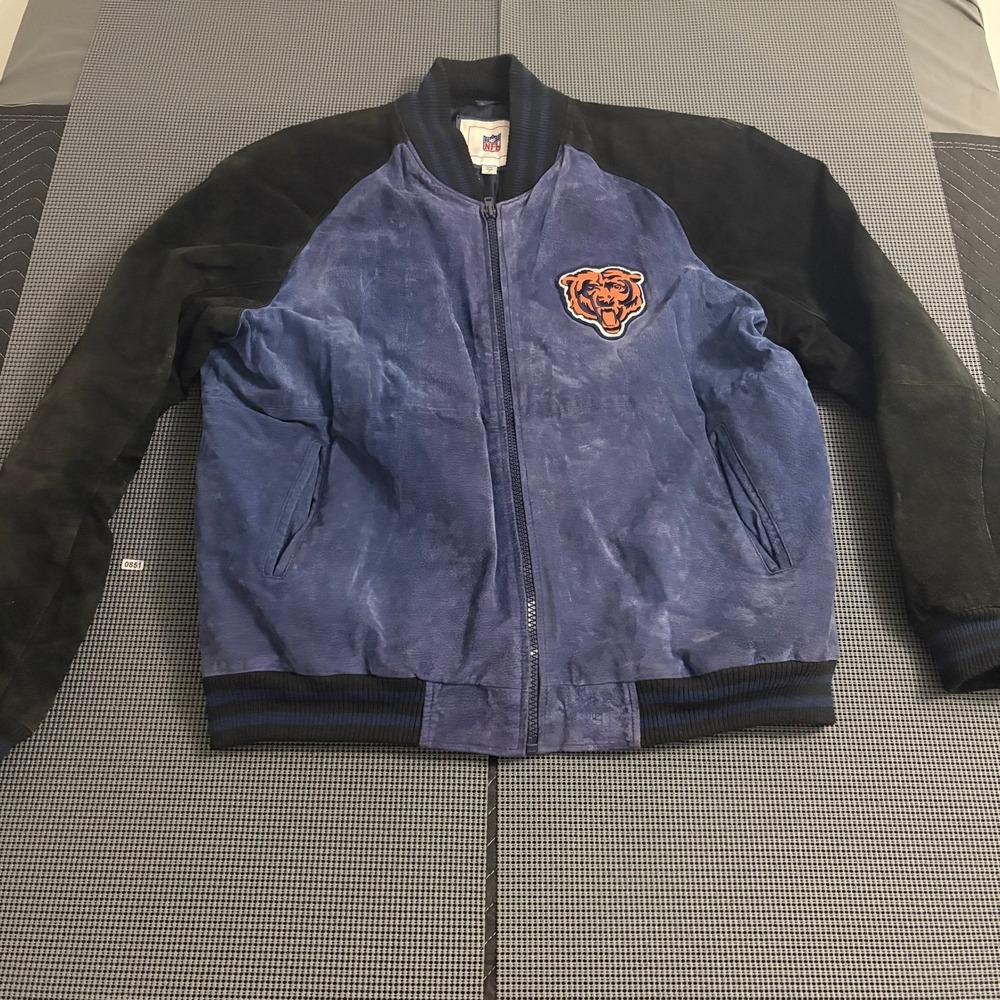 NFL Chicago Bears Varsity Jacket Men's XXL Blue Black Full Zip Embroidered